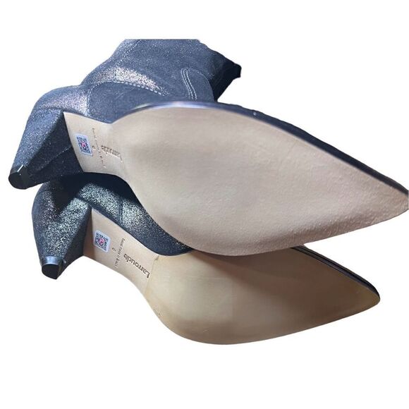 Larroude Louise Graphite Metallic Oil Shiny Cowboy Boot NWOB Size 6 - Picture 8 of 10